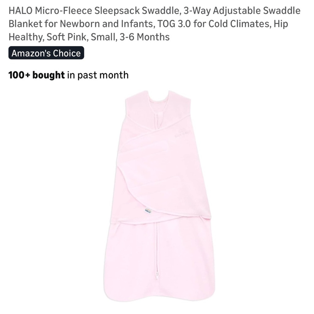 Halo Soft Pink Fleece Swaddle Blanket